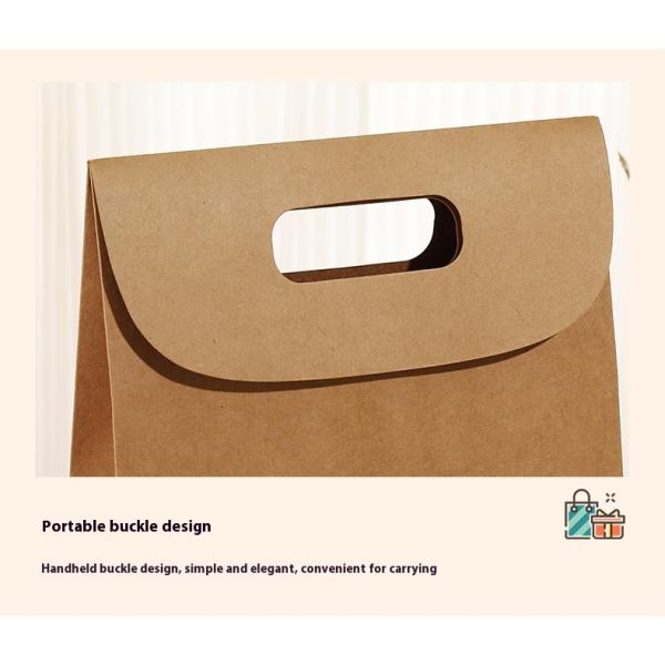 Wholesale Customizable Candy Kraft Paper Bag Solid Color Flip Cover Handbag with LOGO Gift Paper Bag