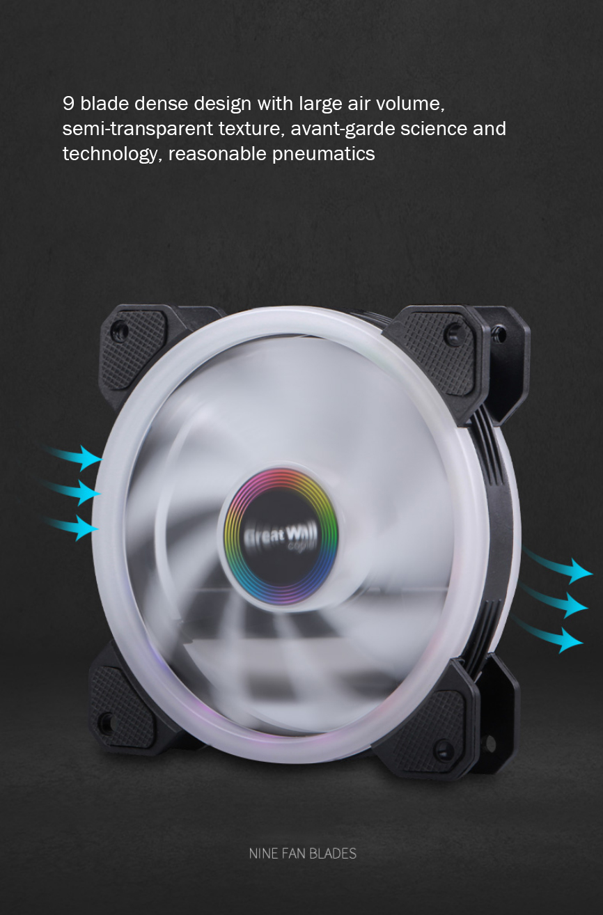 RGB Computer Fan 120mm 4pin Dual Aura Fan with Remote Controller Computer RGB Cooling Fans