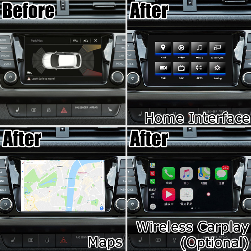Skoda Fabia Car Video Interface Android Navigation Box 9.2" Rear View WiFi Video Cast Screen