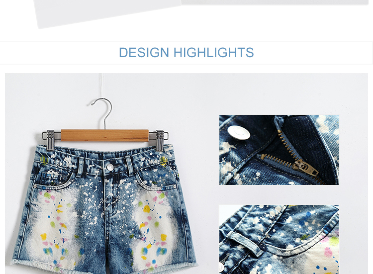 Adjustable Waist Children's Denim Shorts , Spring / Summer Little Girl Jeans Shorts