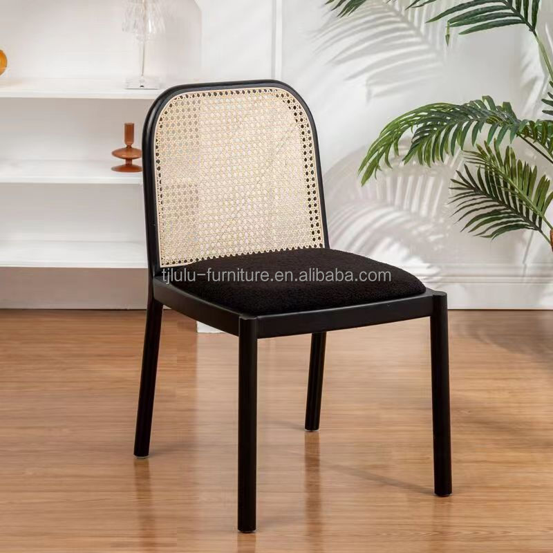 Modern Natural Rattan Solid Wood Dining Chair For Restaurant Dining Chair Dining Room Furniture Specific Dining Chair