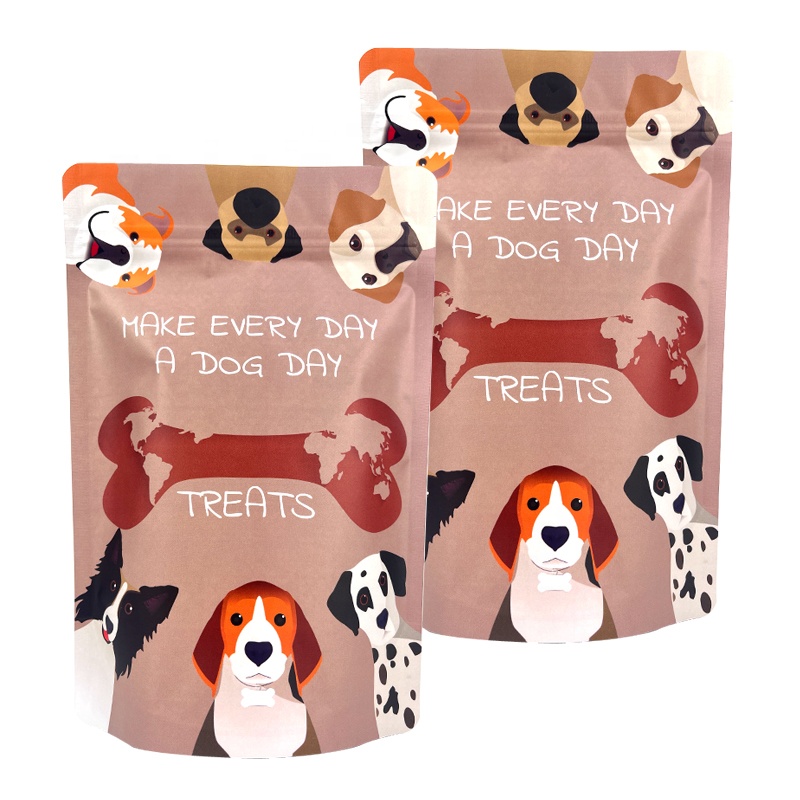 Resealable Composite Plastic Bag Laminated Dog Food Packaging Bags With Zipper Top