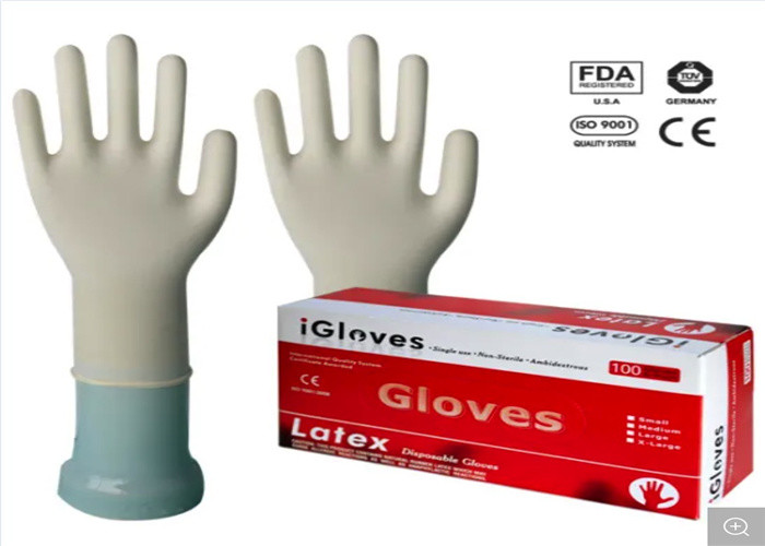 CE Approval Disposable Medical Gloves 100% Natural Latex Materials S / M / L / XL