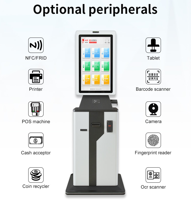 27 Inches Self auto cash Checkout Kiosk Check Cashing Kiosk With coin
