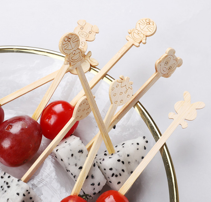 Animal Shape Disposable Bamboo Cocktail Picks Customized Shape Bamboo Food Picks