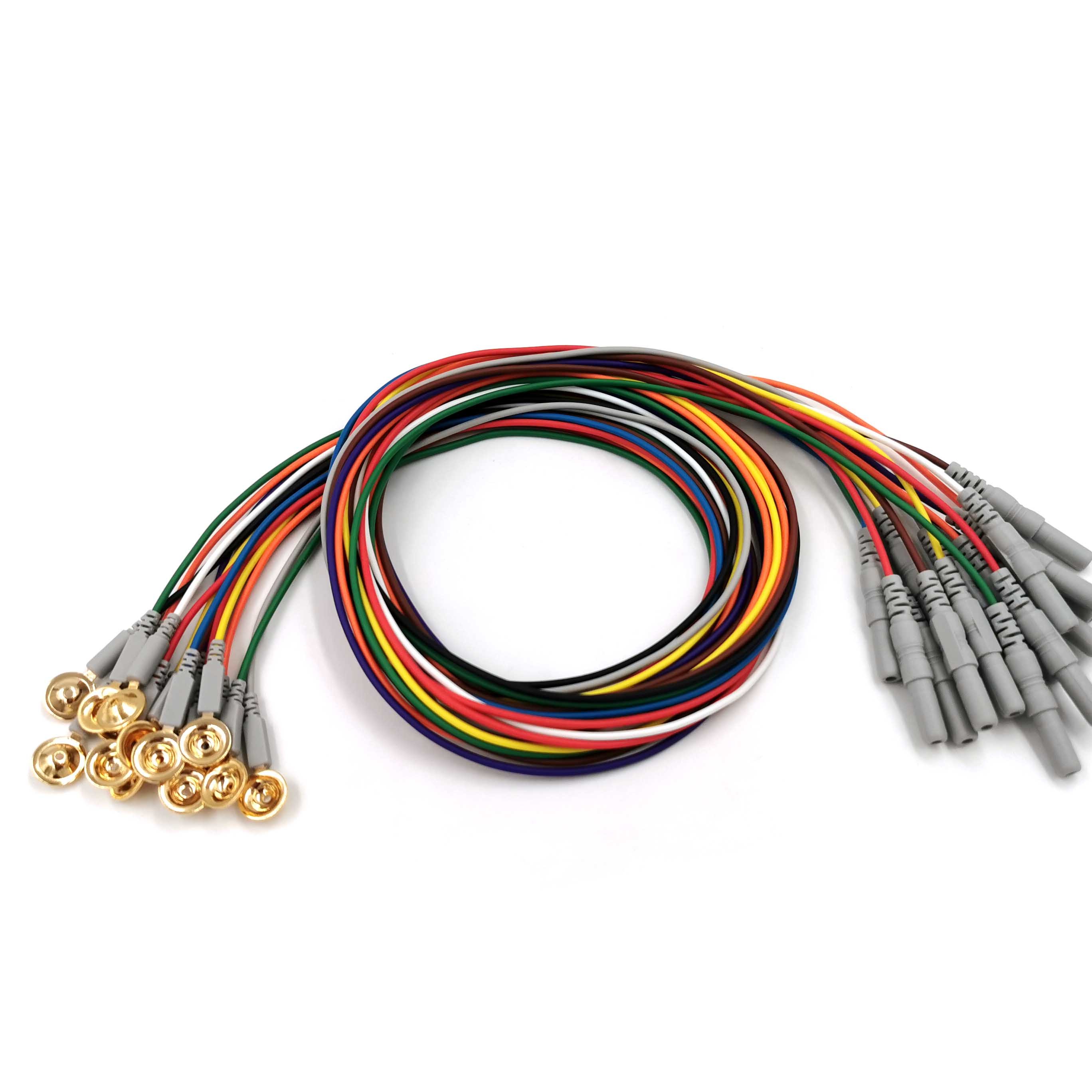 Gold coated cup electrode leadwire Neurofeedback dry EEG 1.5mm Din sensor Cap