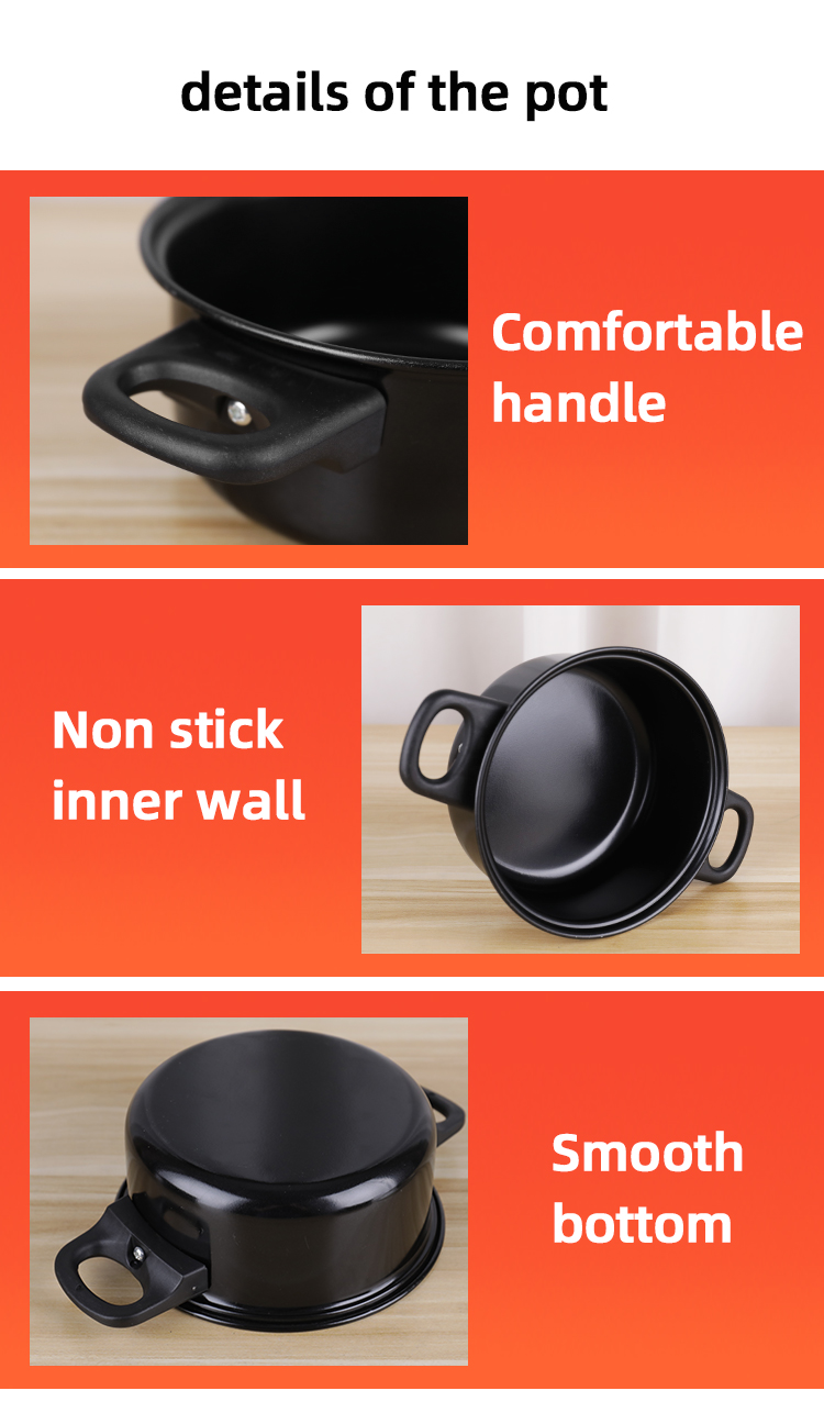 Mordern Style 13 Piece Black Cast Iron Pan Set Non Stick Coating