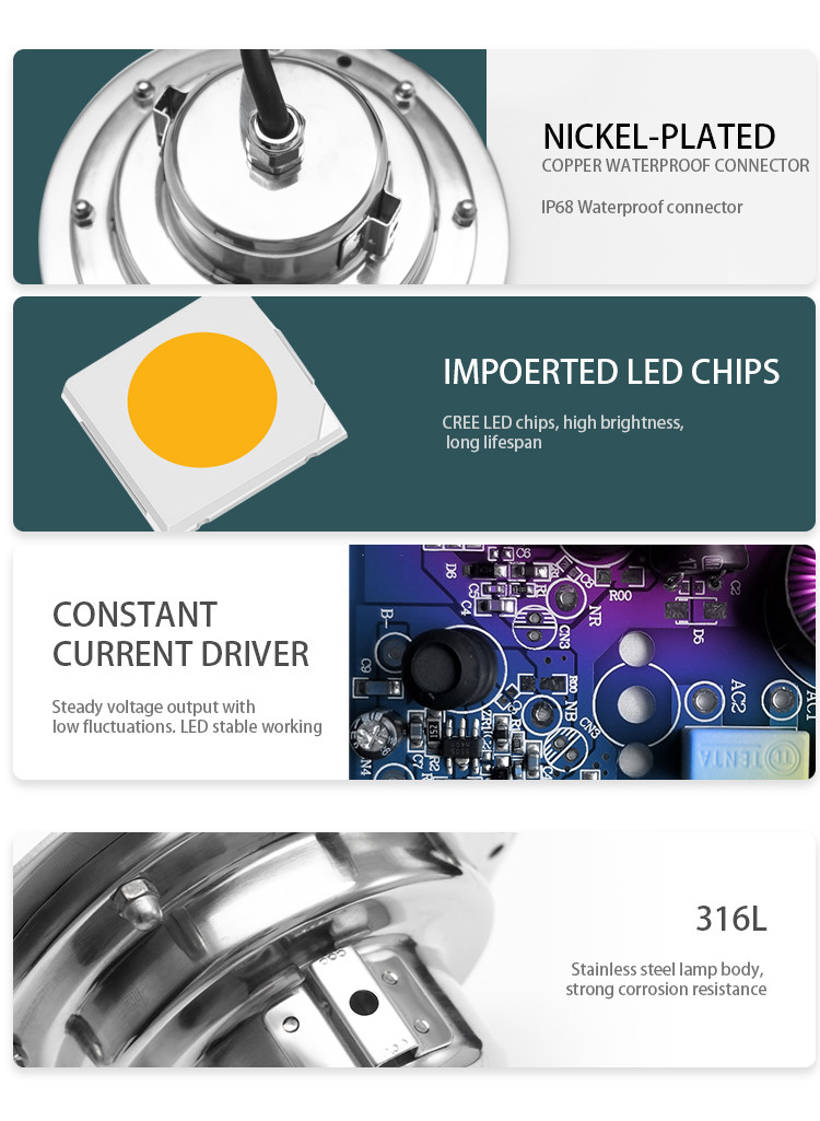 Excessed Install Underwater Spoltlight 6500K 12 Volt White Color Inground Light IP68