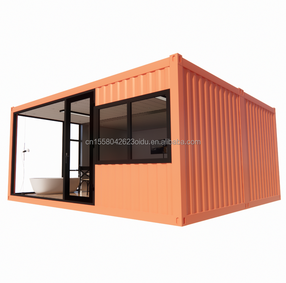 Affordable 20ft or 40ft Portable Light Steel Flat Roof Container Prefab Studio Home House with Customized Color