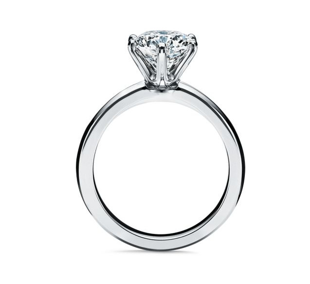 T Classic 6 Prongs Engagement Ring Solitaire Ring 18K White Gold/Platinum Customization