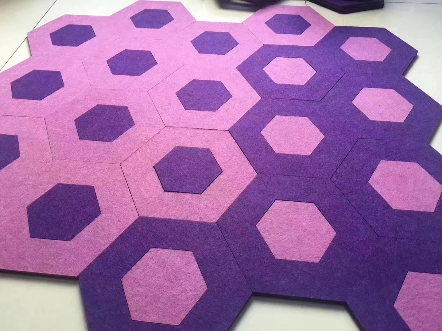 Recycled PET Wall Hexagon Acoustic Panel 9mm / 12mm Indoor Decoration