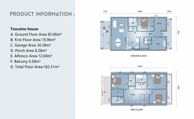 2-storey House for Family Light Steel Fame Prefabricated Home Easy to Assemble