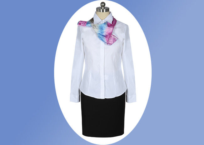 Long Sleeve Shirt Professional Office Uniforms With Single Breasted