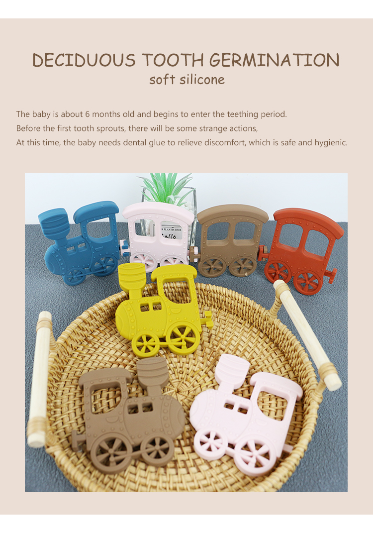 Little Train Silicone Baby Teether For Necklace Toy Non Toxic