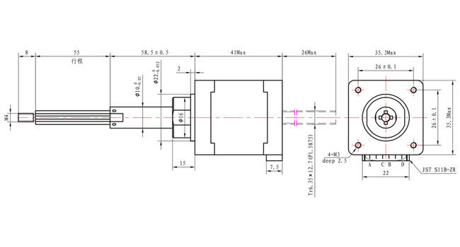 NEMA 14 Captive Step Motor 41mm Body 1.0A For Precision Positioning