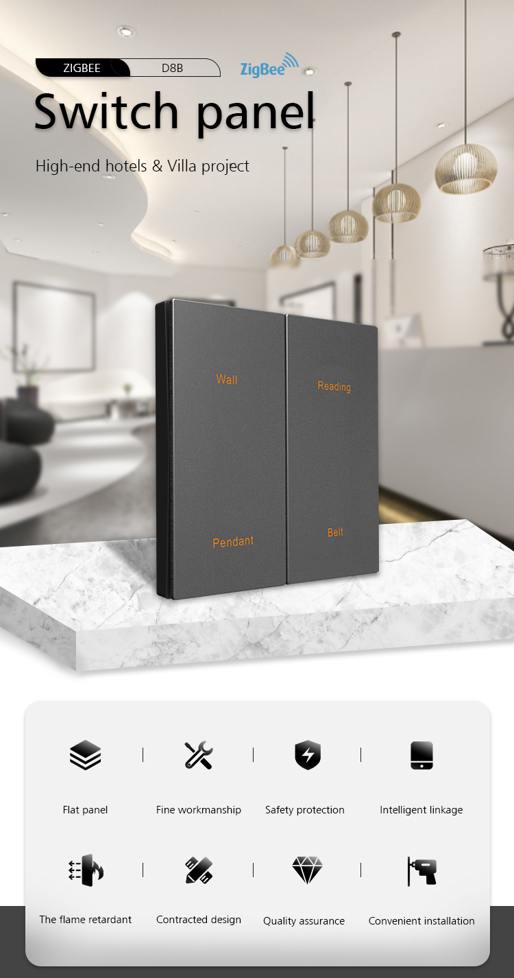 Wireless Zigbee Smart Switch , Tuya Smartphone Light Switch