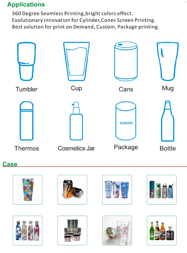 High Resolution Cylindrical Inkjet Printer Digital Customized Warnish Color