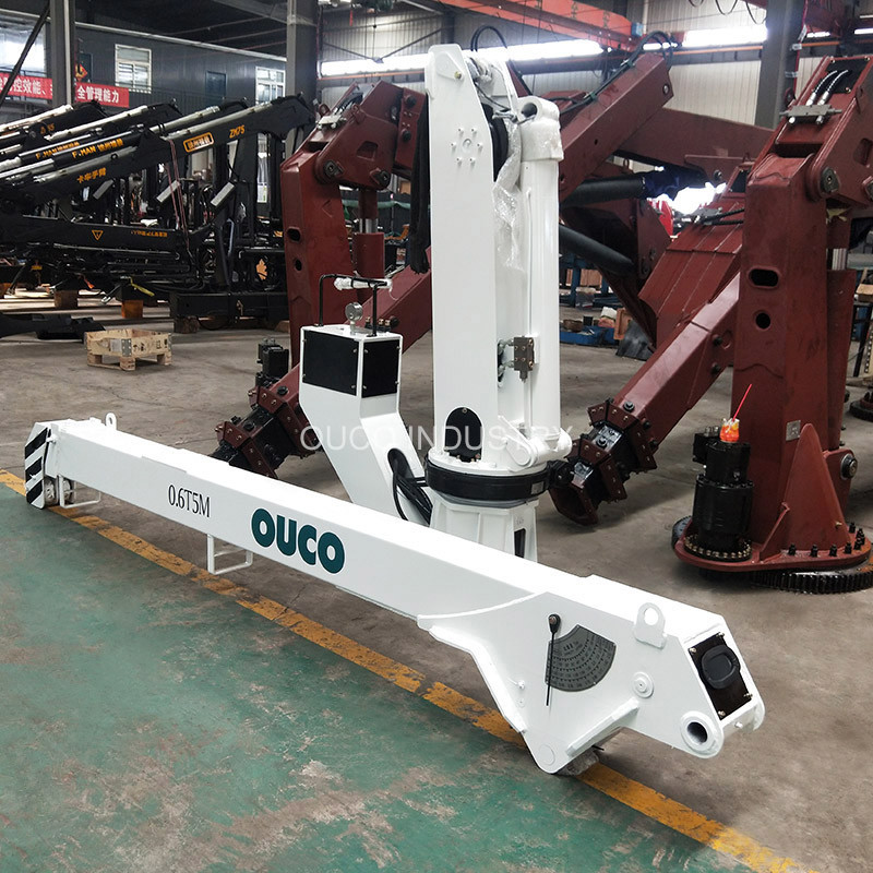 Q345b Steel 0.6T5M Hydraulic Telescopic Boom Crane Ship Marine Deck Crane