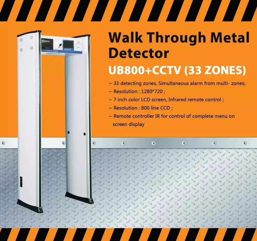 7" Screen CCTV Camera 33 Zones Door Frame Metal Detector