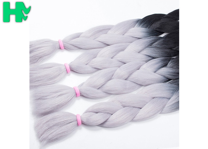 Two Tone Jumbo Fake Hair Pieces High Temperature Fiber Synthetic Braiding