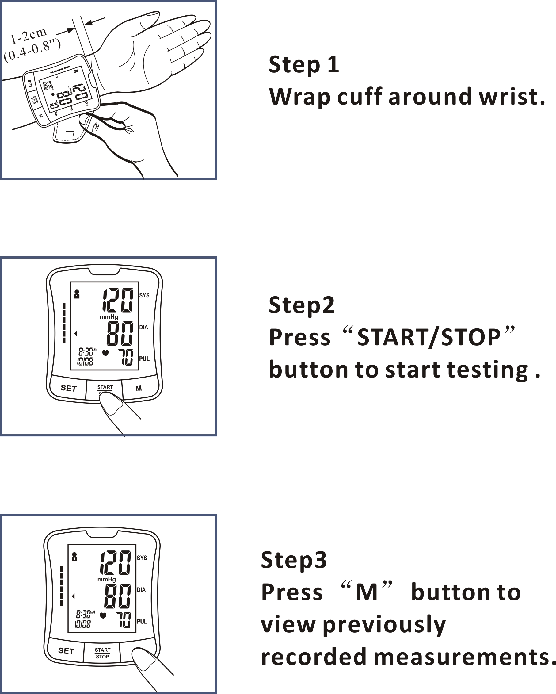 Medical Electronic Digital Sphygmomanometer Digital Wrist Blood Pressure Monitor