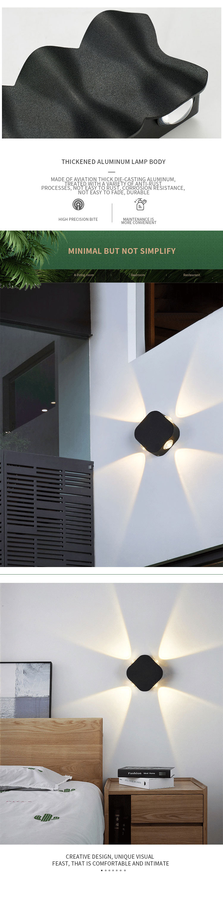4w 6w Wall Lamp Ac85-265v sand black / sand white 3000k/6000k Aluminum + Acrylic