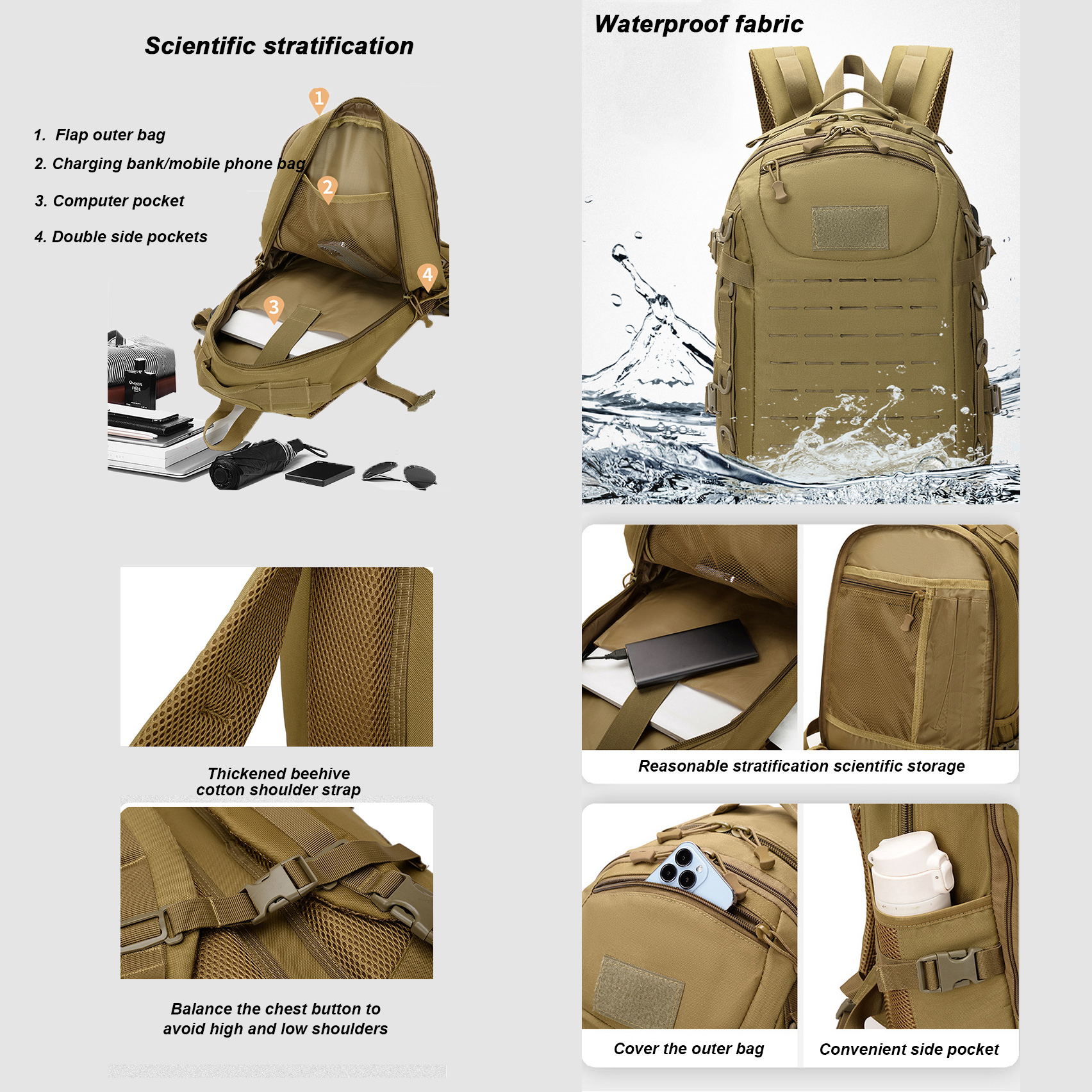 Unisex Outdoor Sports Gym Waterproof Hiking Trekking Backpack Workout Bag