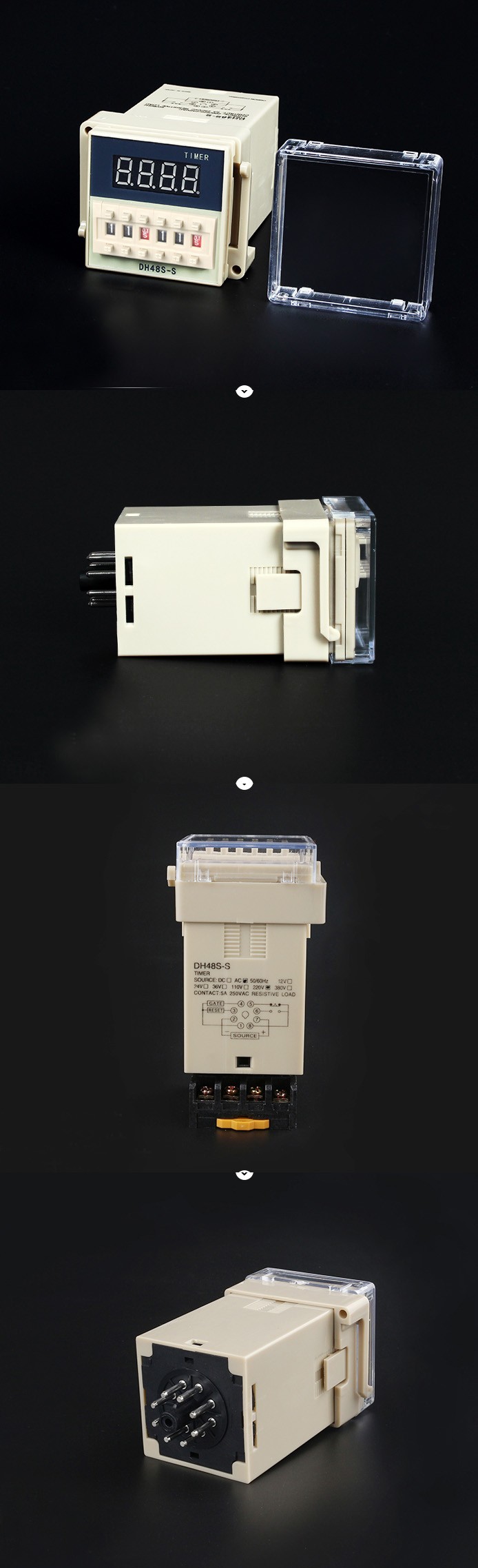 DH48S-S Digital Timer Time Delay Relay 220V 0.01S - 99H 99M 8 Pins with Base Socket