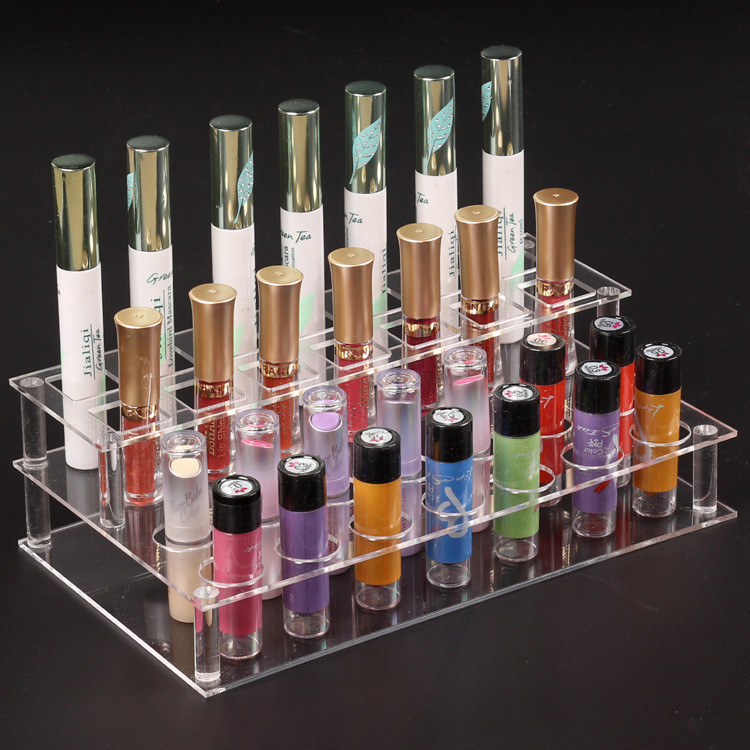 Acrylic Cosmetic Lipstick Display Stand Plexiglass Makeup Counter Lipgloss Holder Lucite Lipbalm Rack