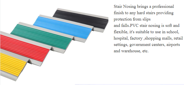 Anti-skidding PVC Rubber Stair Nosing Edge Trim with Custom Size and Moulding Service