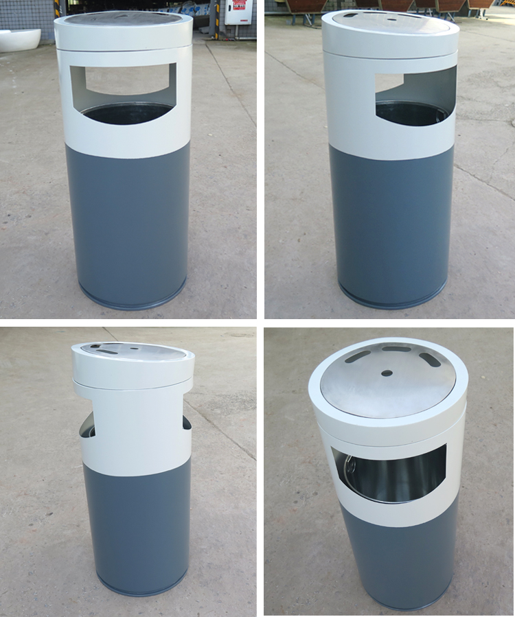 Outdoor Public Steel Garbage Can Park Street Metal Recycling Waste Trash Bin