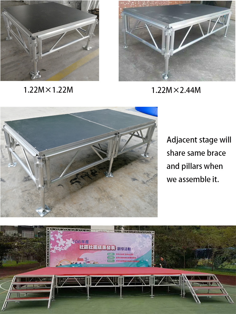 Fireproof 1.22M*1.22M Aluminum Stage Platform For Concert Podium
