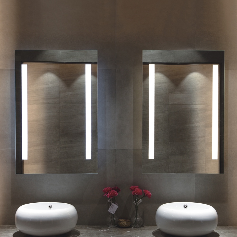 Customized Design Style LED Lighted Bathroom Mirror with Clock and Medicine Cabinet