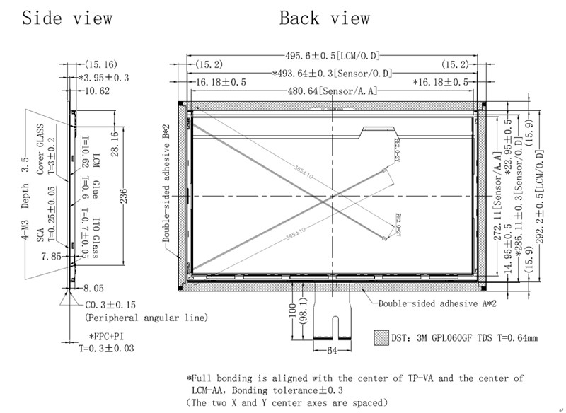 High Brightness 1000Nits 21.5 Inch IPS TFT LCD Display FHD Resolution with LVDS Interface
