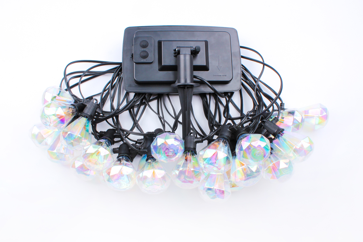 Outdoor String Lights 50Ft 24 Bulbs LED Patio Lights String E12 Hanging Sockets Waterproof IP65 Diamond Shaped Festoon Lights