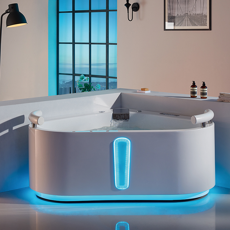 1400mm Corner Spa Massage Bathtub Freestanding Portable Two Person