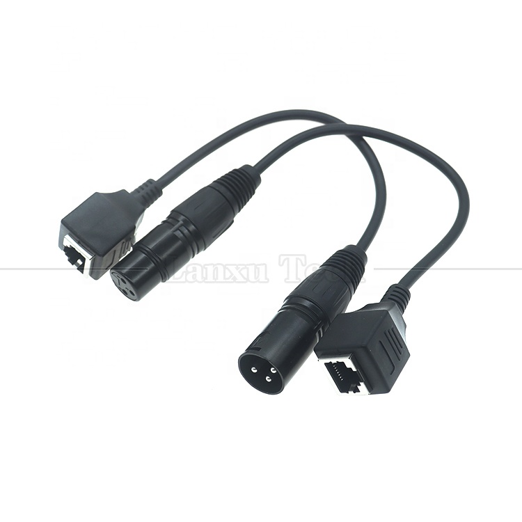 XLR 3 Pin Poles Male Female to RJ45 Female Cat5 Network Ethernet Adapter Cable for Led Audio DMX CON Controller