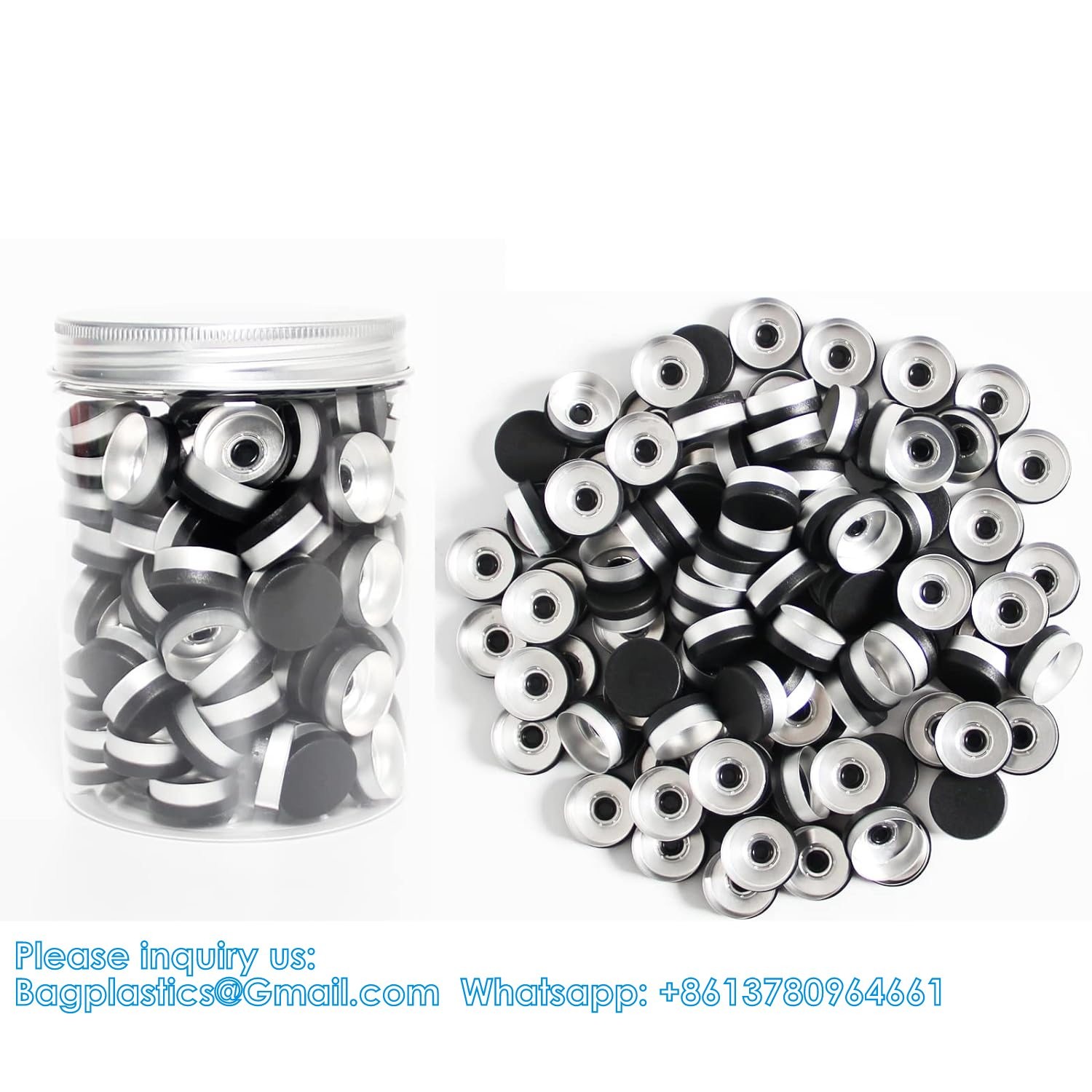 20mm Flip Top Caps Aluminum-Plastic Black Caps for Glass Vial Crimp Caps with White PTFE and Red Silicone Septa