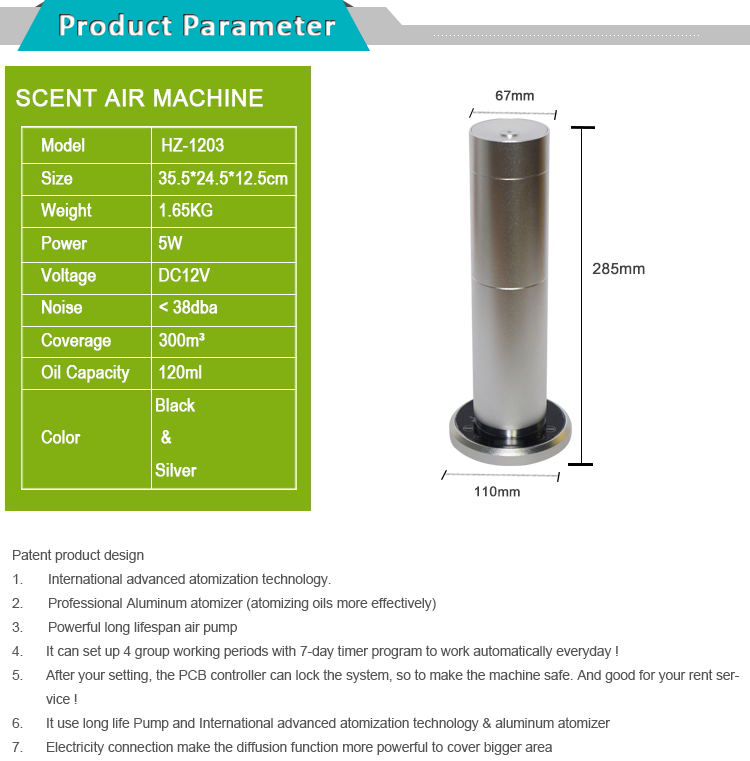 250-250m3 Coverage Electric Scent Diffuser 200ml Touching Aroma Screen Control