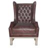 Buy cheap Hotel Living Room Antique Leather Armchairs Chesterfield High Back Armchair from wholesalers