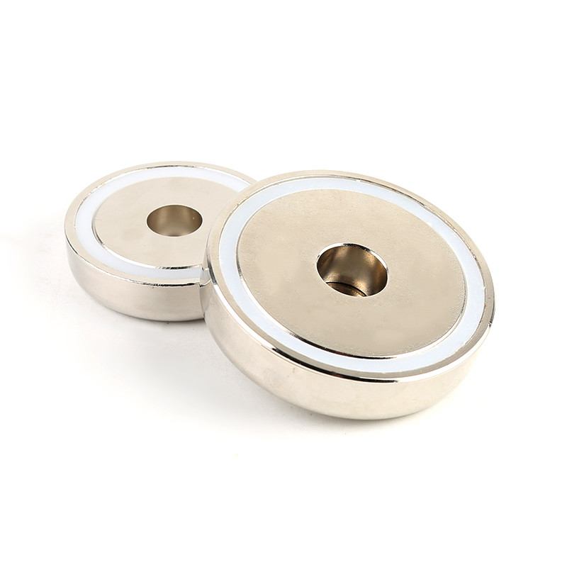 Chrome Coating N52 Neodymium Pot Magnet With Borehole