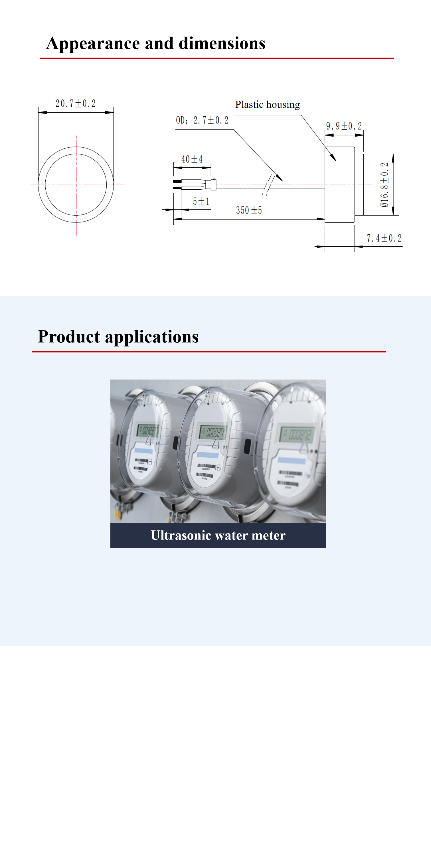 Ultrasonic 1 Mhz Piezoelectric Transducer 5V Output Water Flow Rate Sensor