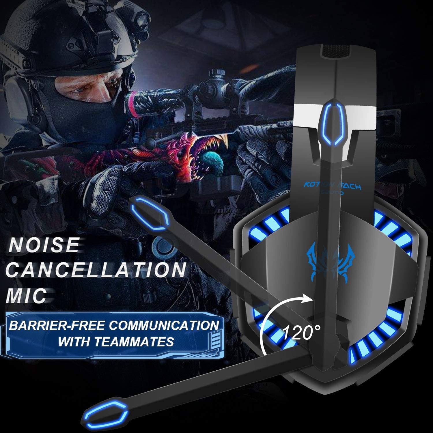 Deep Bass 2.2m 32ohm Kotion Each G2000 Gaming Headset