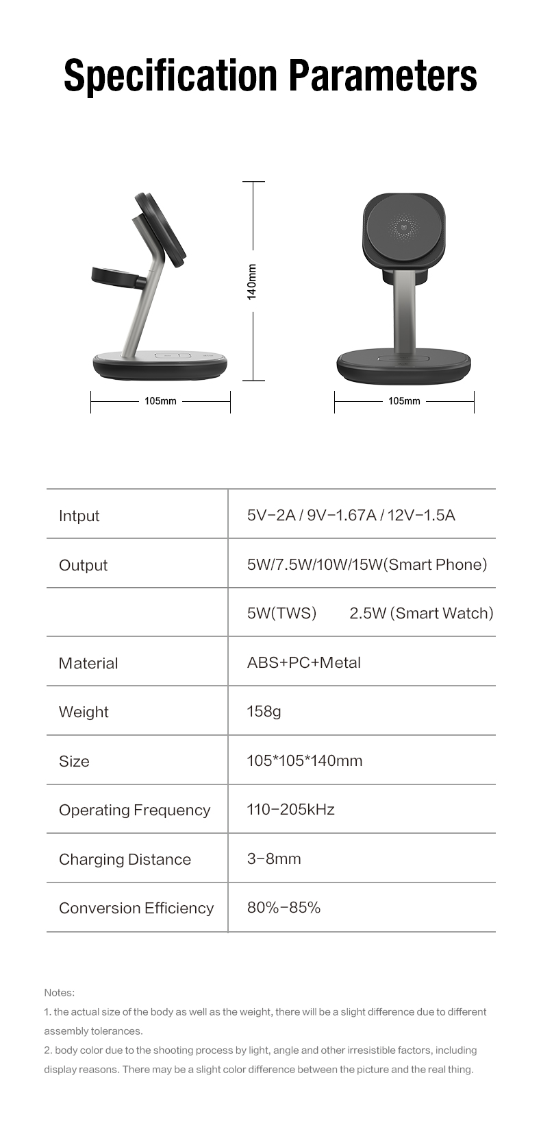 Fast Wireless Charger Dock with Holder Multi-function Integrated and Logo 500PC Free