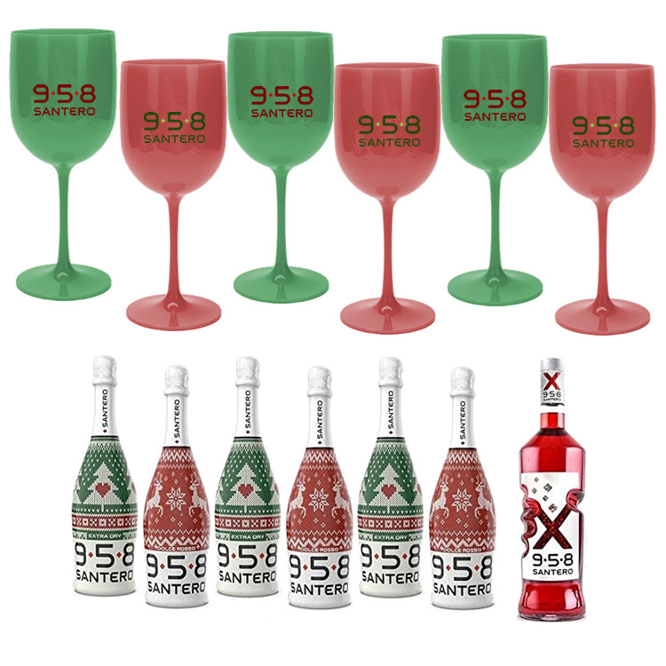 Reusable Branded Wine Accessories Santero 958 Plastic Wine Goblets