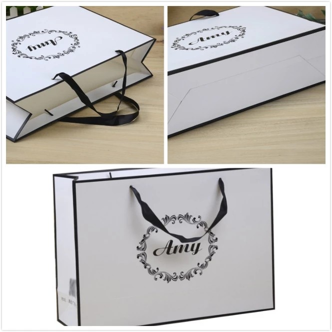 Modern Design Paper Shopping Bags Material 200g - 350g White Card Paper