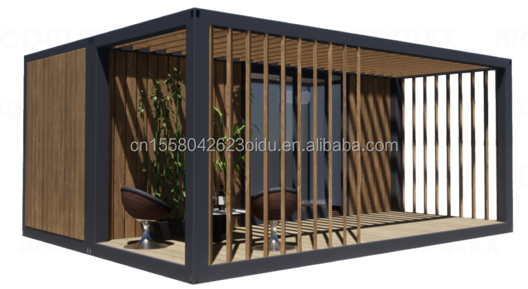 20ft Luxury Prefab Wooden House with Kitchen Bathroom and Outdoor BBQ Flat Pack Simple Installation Materials