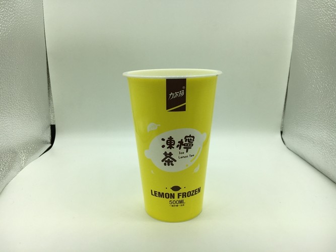 IML milk tea cup frozen Disposable Beverage Cups with lid , Custom Made Plastic Cups
