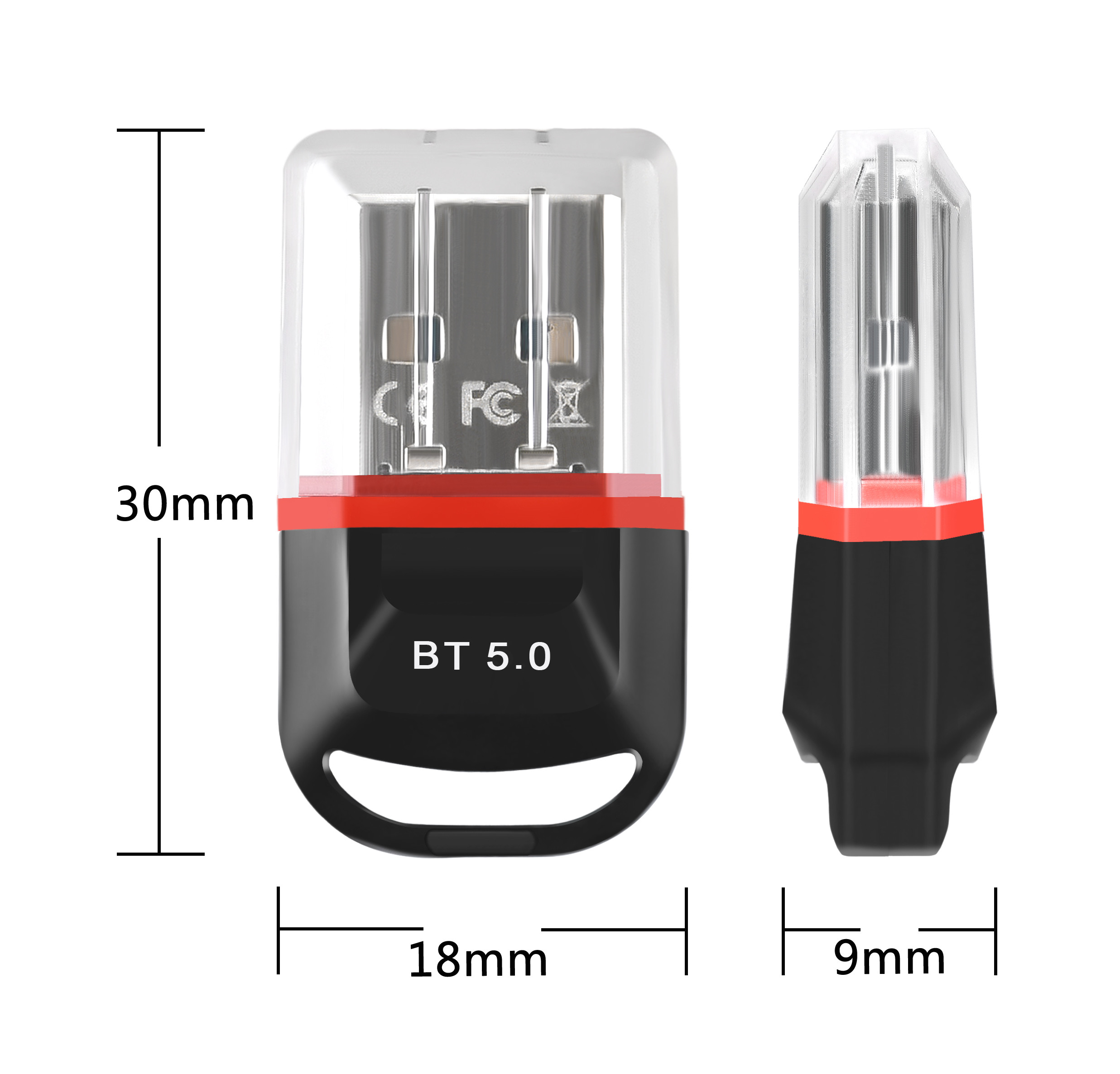 5VDC EDR 5.0 Bluetooth Dongle For Desktop Windows 10 33ft Transmission Range