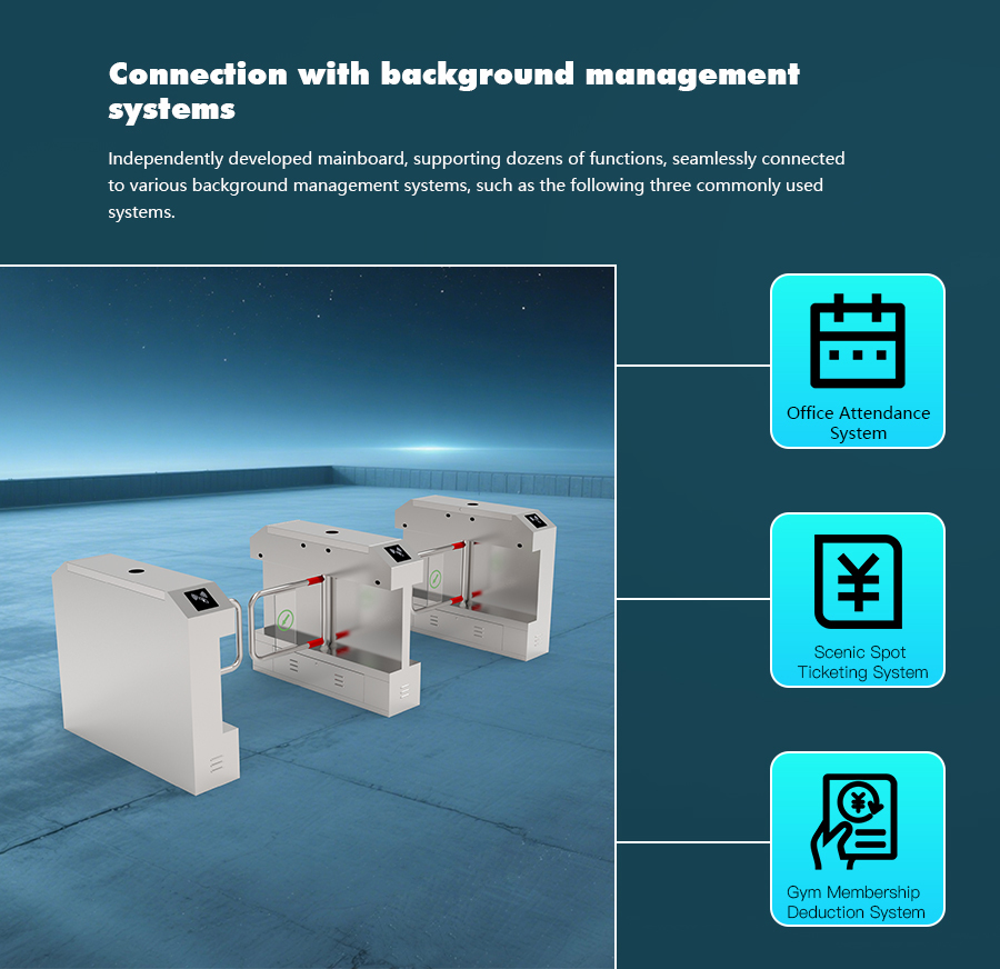 HCW Anti Rush Face Recognition Turnstile Single Pole 500mm Width Swing Barrier Gate